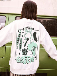 Eat Your Greens Sweatshirt In White Hoodies & Sweatshirts Skinnydip London