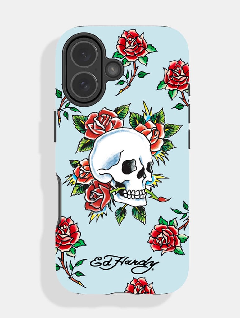 Ed Hardy x Skinnydip Blue Skull Roses Ultra Protective iPhone Case Phone Cases Skinnydip London