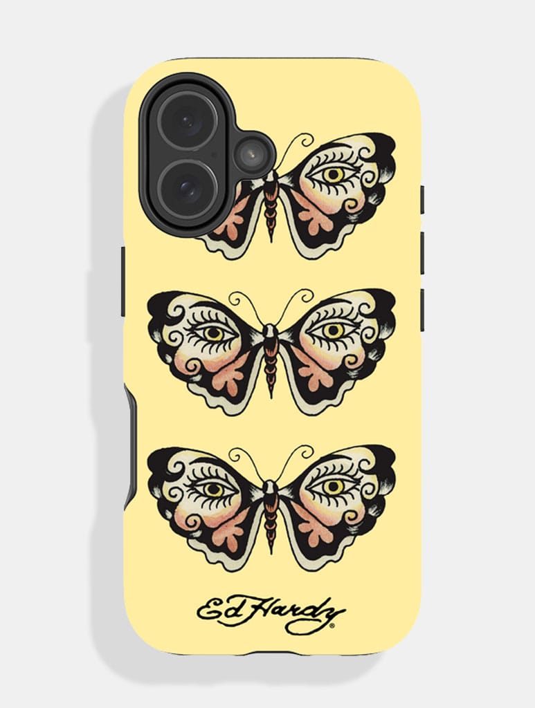 Ed Hardy x Skinnydip Yellow Butterfly Ultra Protective iPhone Case Phone Cases Skinnydip London