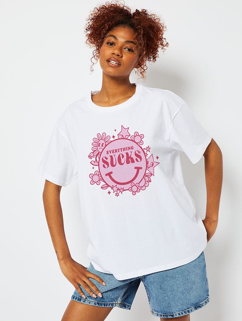 Everything Sucks White T-Shirt Tops & T-Shirts Skinnydip London