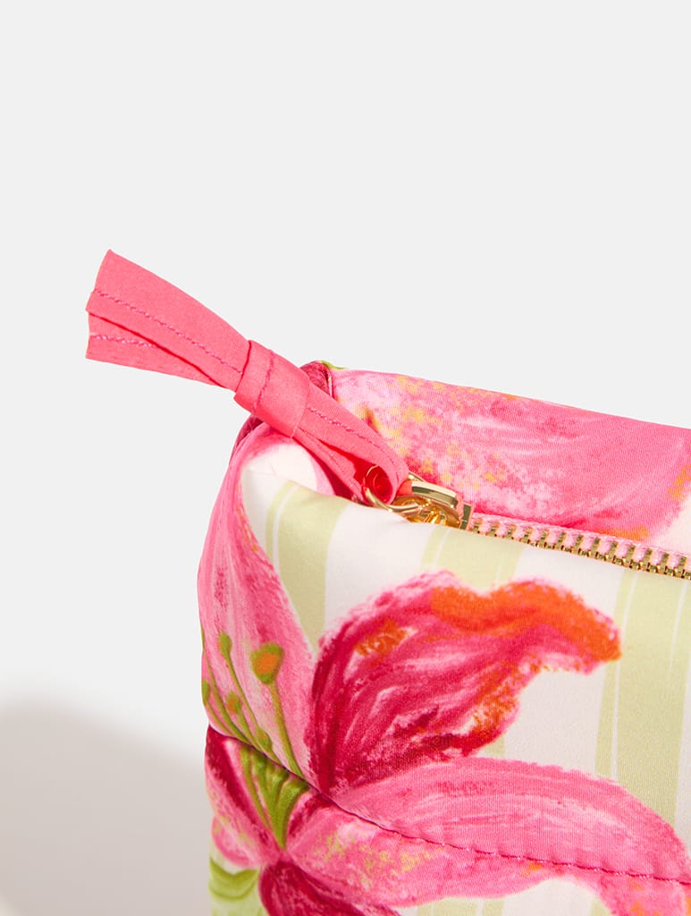 Exotic Lily Stripe Pillow Pouch Makeup Bag Makeup Bags & Wash Bags Skinnydip London