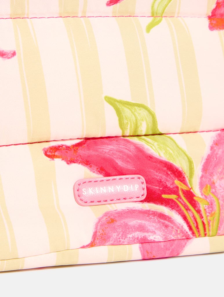 Exotic Lily Stripe Pillow Pouch Makeup Bag Makeup Bags & Wash Bags Skinnydip London