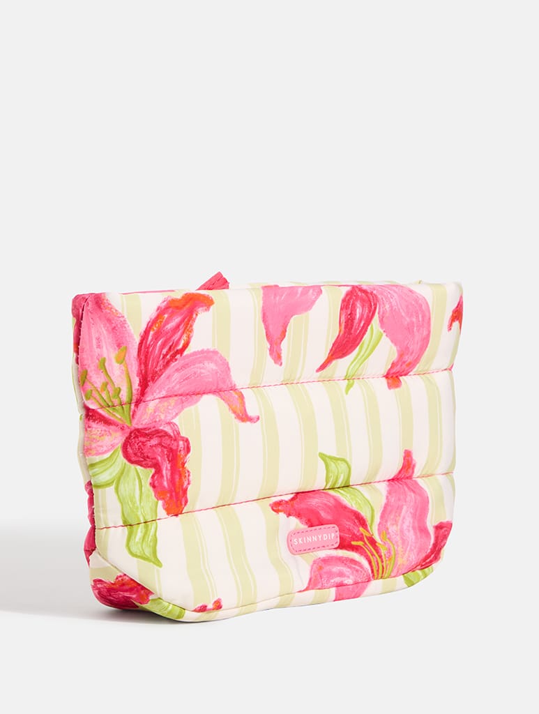 Exotic Lily Stripe Pillow Pouch Makeup Bag Makeup Bags & Wash Bags Skinnydip London