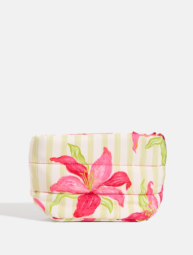 Exotic Lily Stripe Pillow Pouch Makeup Bag Makeup Bags & Wash Bags Skinnydip London