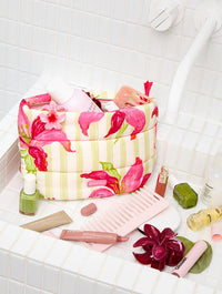 Exotic Lily Stripe Pillow Pouch Makeup Bag Makeup Bags & Wash Bags Skinnydip London