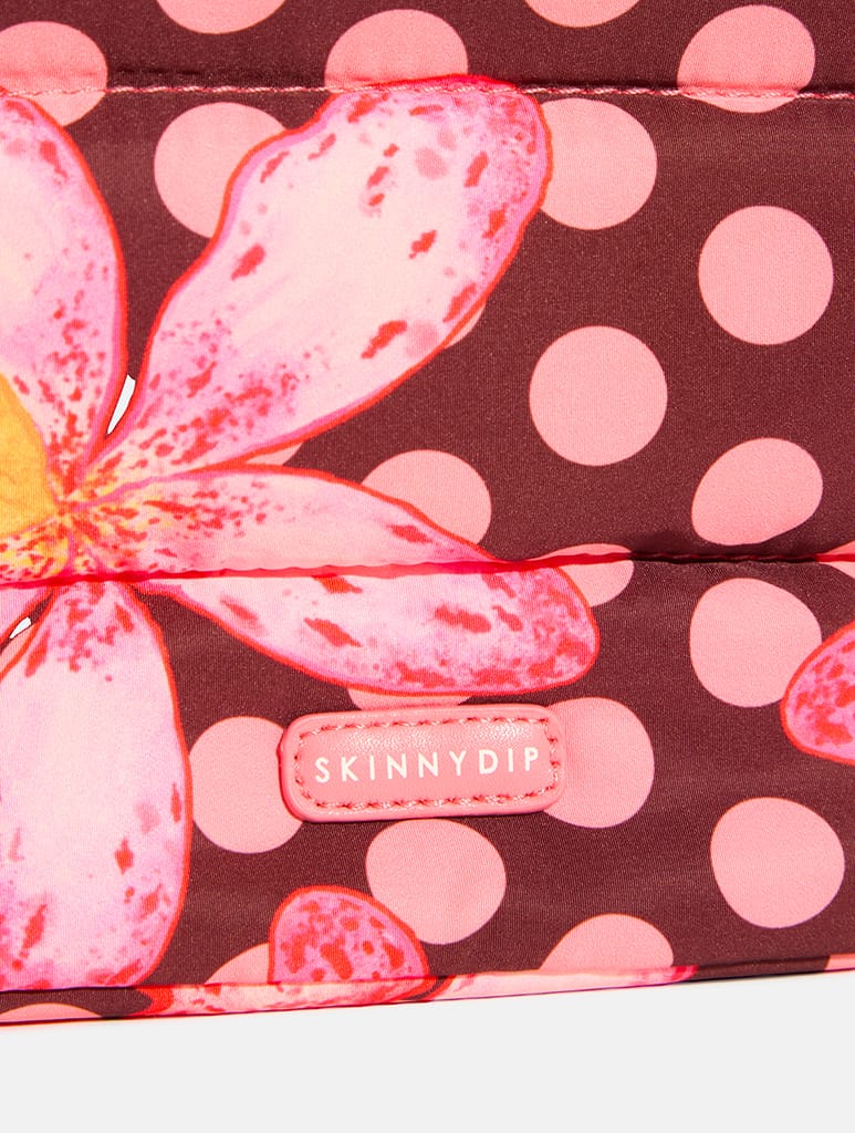Exotic Orchids Polka Dot Pillow Pouch Makeup Bag in Pink Makeup Bags & Wash Bags Skinnydip London