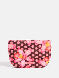 Exotic Orchids Polka Dot Pillow Pouch Makeup Bag in Pink Makeup Bags & Wash Bags Skinnydip London