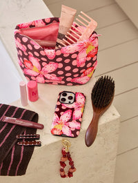 Exotic Orchids Polka Dot Pillow Pouch Makeup Bag in Pink Makeup Bags & Wash Bags Skinnydip London