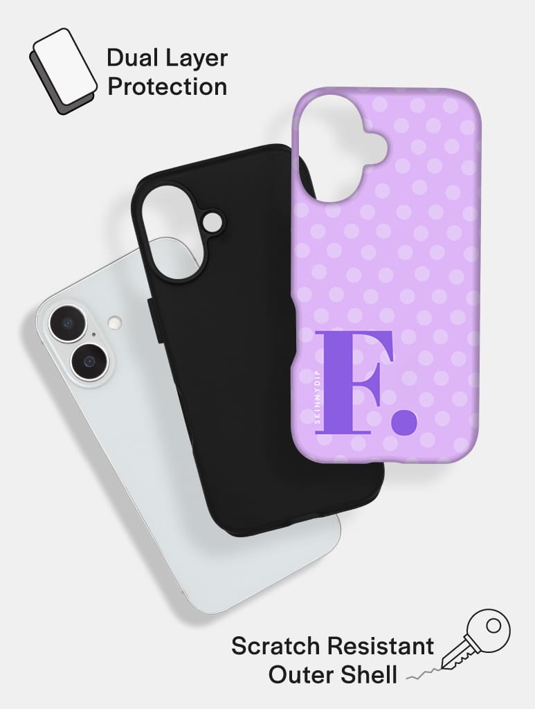 'F' Initial Patterned Purple Ultra Protective iPhone Case Phone Cases Skinnydip London