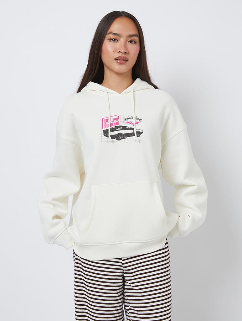 Fast & Furious x Skinnydip Car Hoodie In White Hoodies & Sweatshirts Skinnydip London