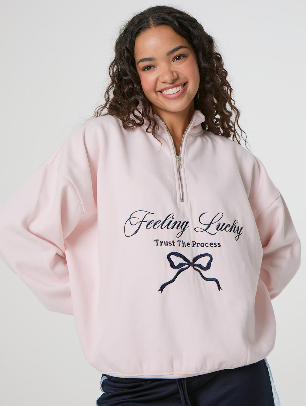 Feeling Lucky Quarter Zip Sweatshirt Hoodies and Sweatshirts Skinnydip London
