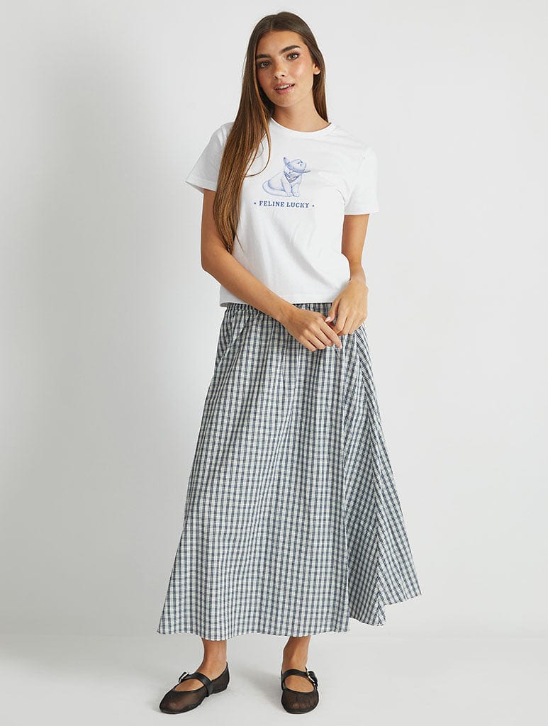 Feline Lucky Baby T-Shirt in White Tops & T-Shirts Skinnydip London