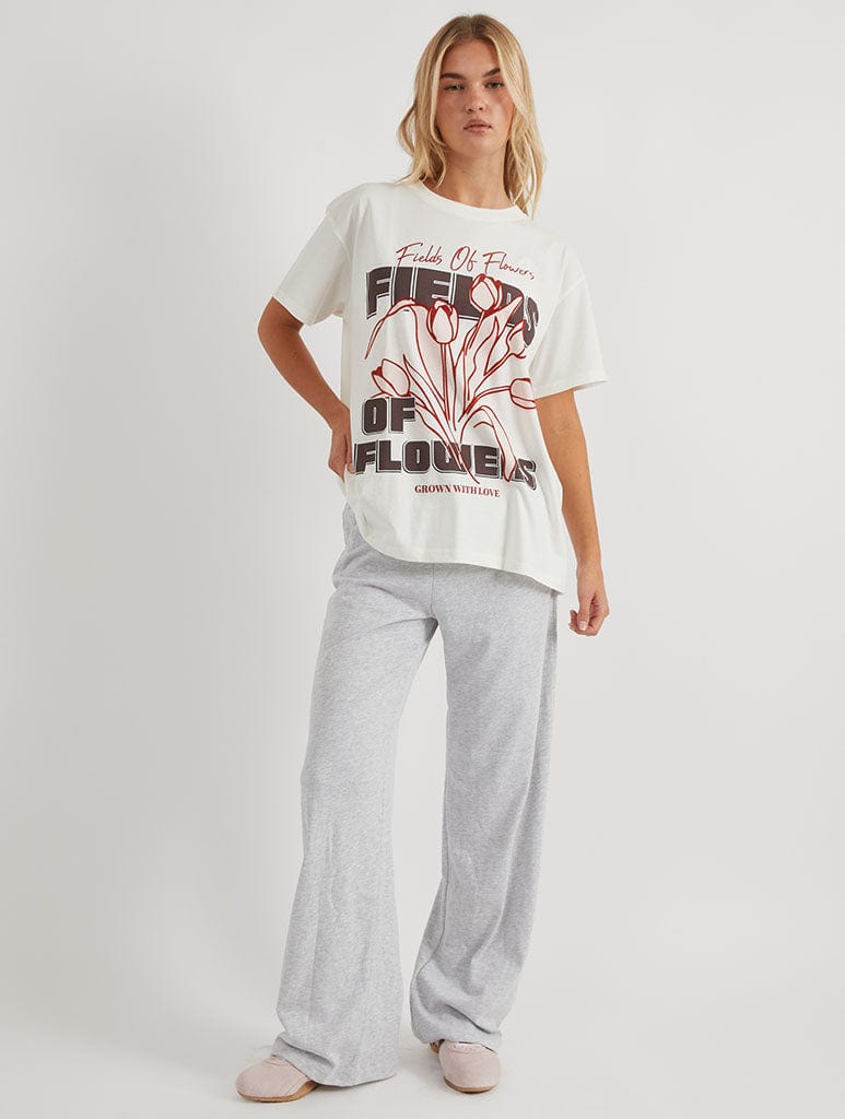Fields of Flowers T-Shirt in Ecru Tops & T-Shirts Skinnydip London