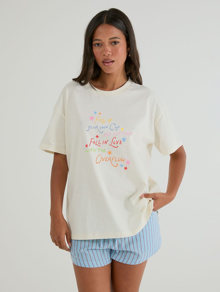 Fill Up Your Own Cup T-Shirt In White Tops & T-Shirts Skinnydip London