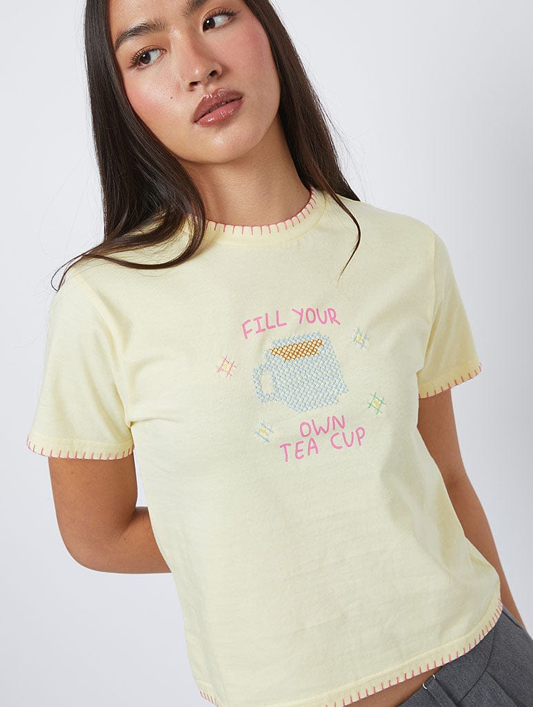 Fill Your Own Tea Cup Baby Tee Tops & T-Shirts Skinnydip London