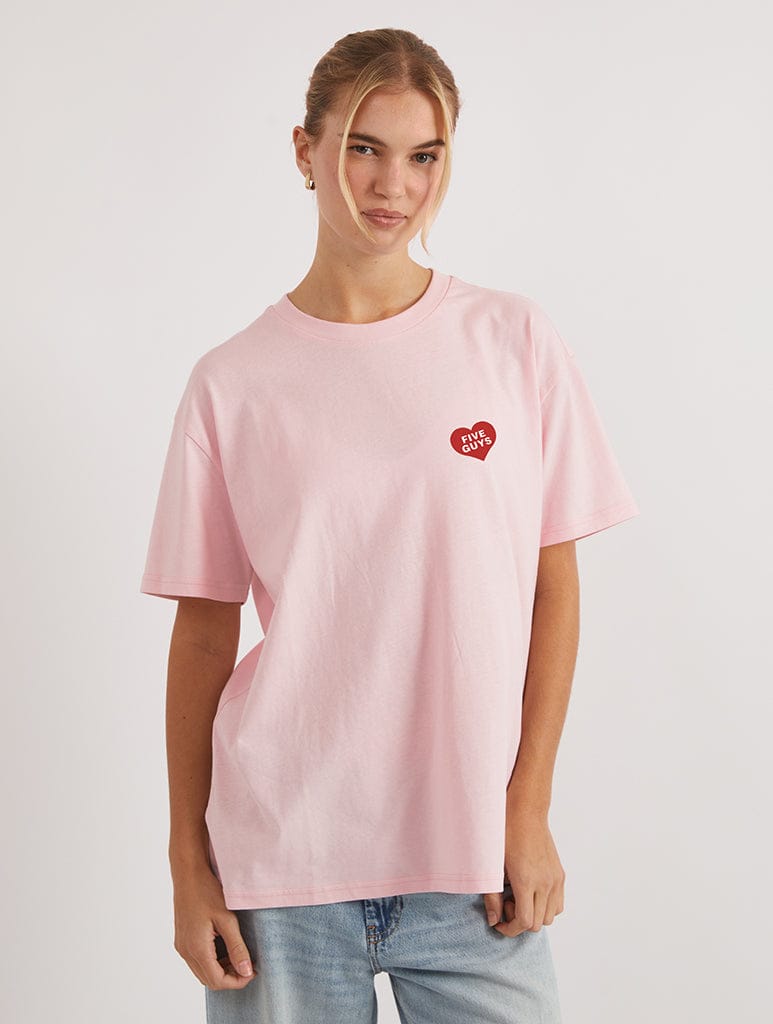 Five Guys x Skinnydip Stay Sweet T-Shirt In Pink Tops & T-Shirts Skinnydip London