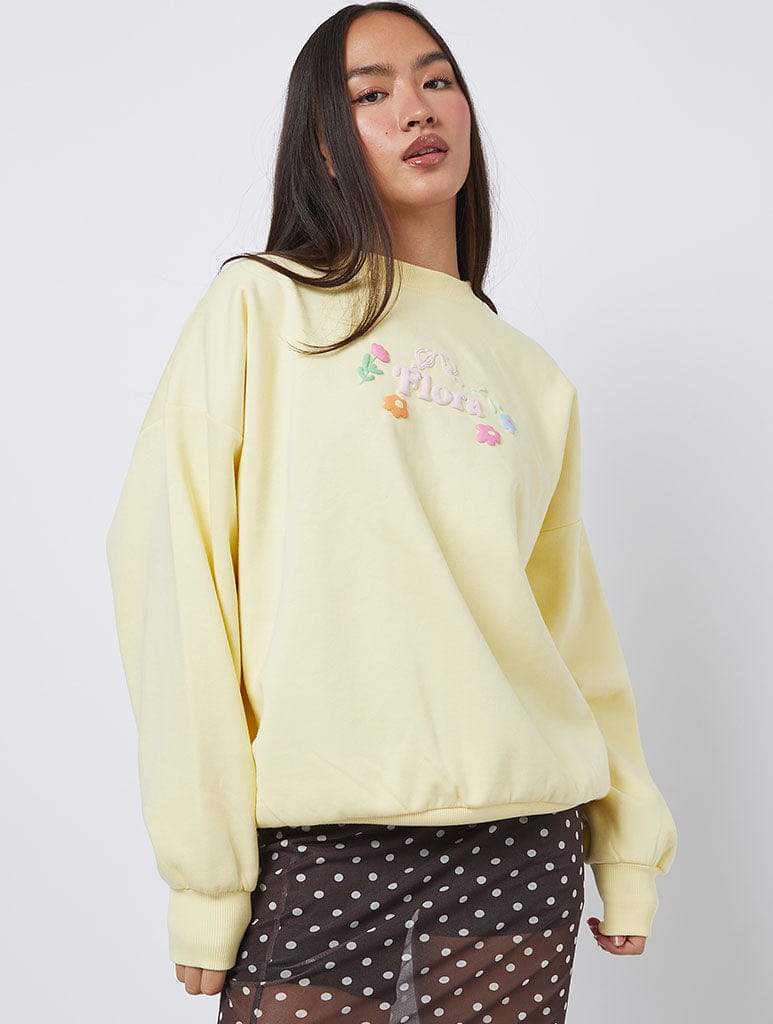 Flora Sweatshirt in Yellow Hoodies & Sweatshirts Skinnydip London