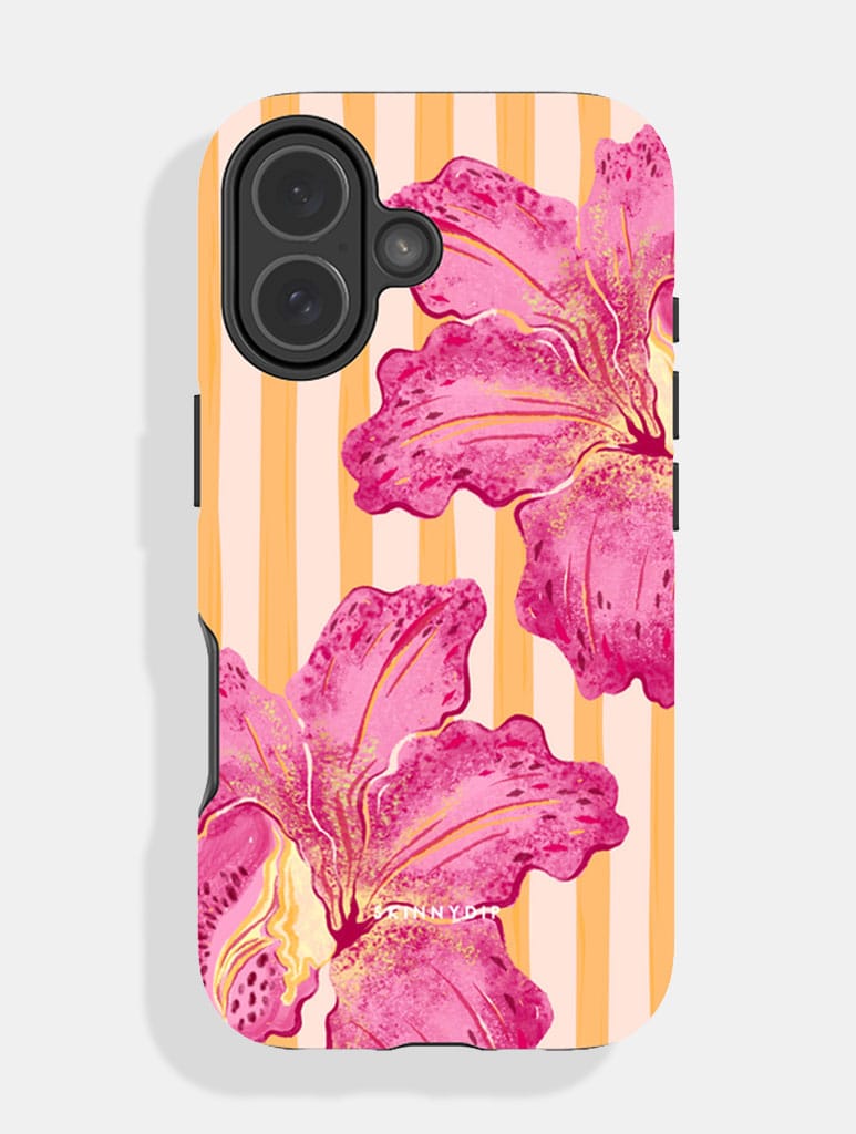 Floral Stripe Orange And Pink Ultra Protective iPhone Case Phone Cases Skinnydip London