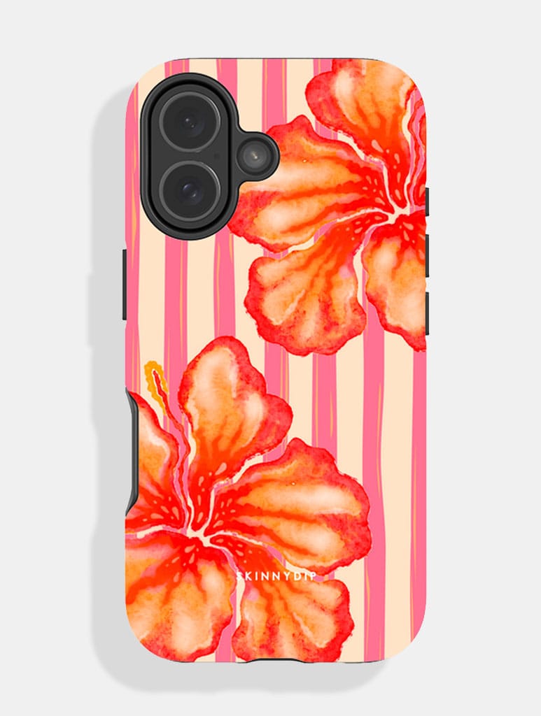 Floral Stripe Red And Orange Ultra Protective iPhone Case Phone Cases Skinnydip London