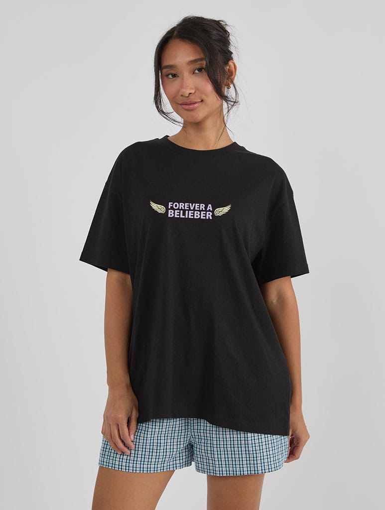 Forever A Belieber T-Shirt In Black Tops & T-Shirts Skinnydip London