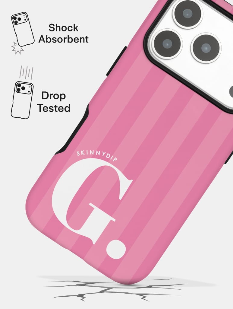 'G' Initial Patterned Pink Ultra Protective iPhone Case Phone Cases Skinnydip London
