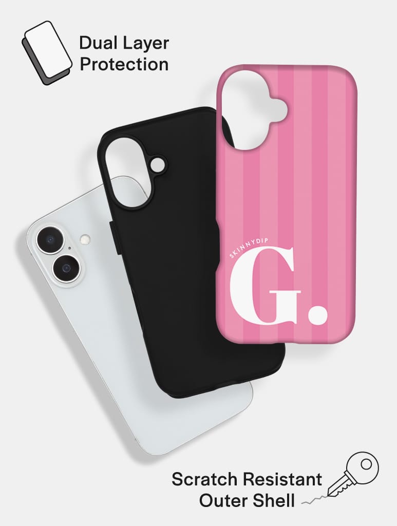'G' Initial Patterned Pink Ultra Protective iPhone Case Phone Cases Skinnydip London