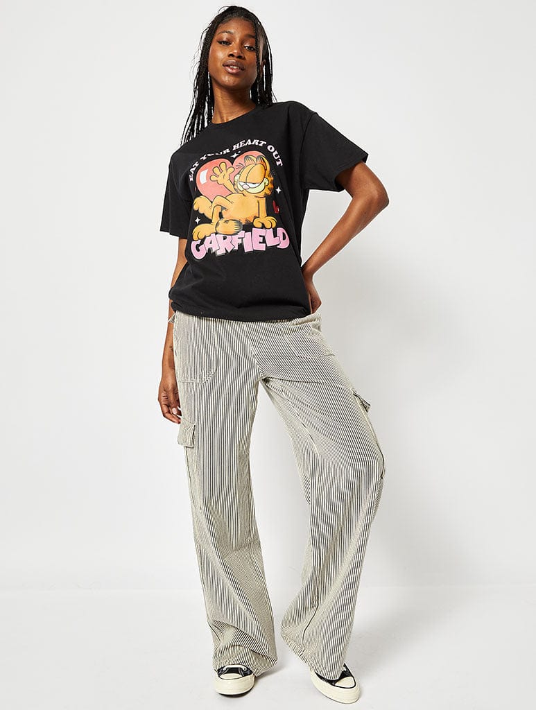 Garfield x Skinnydip Eat Your Heart Out T-Shirt in Black Tops & T-Shirts Skinnydip London