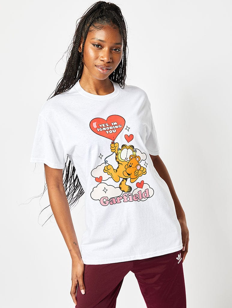 Garfield x Skinnydip Yes I’m Ignoring You T-Shirt in White Tops & T-Shirts Skinnydip London
