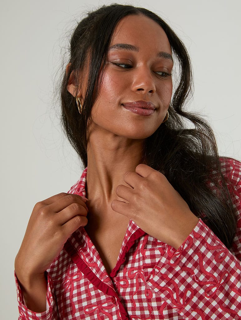 Gingham Bow Christmas Pyjama Set with Scrunchie Lingerie & Nightwear Skinnydip London