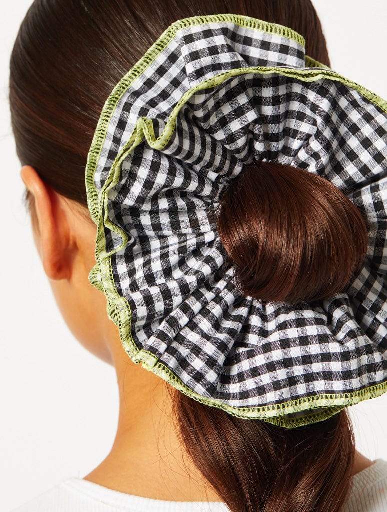 Gingham Frill Extra Large Scrunchie in Green Gift Sets Skinnydip London