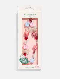 Gingham Heart Beaded Strap Phone Grips Skinnydip London