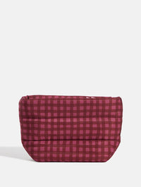 Gingham Pillow Pouch Makeup Bag in Burgundy Makeup Bags & Wash Bags Skinnydip London