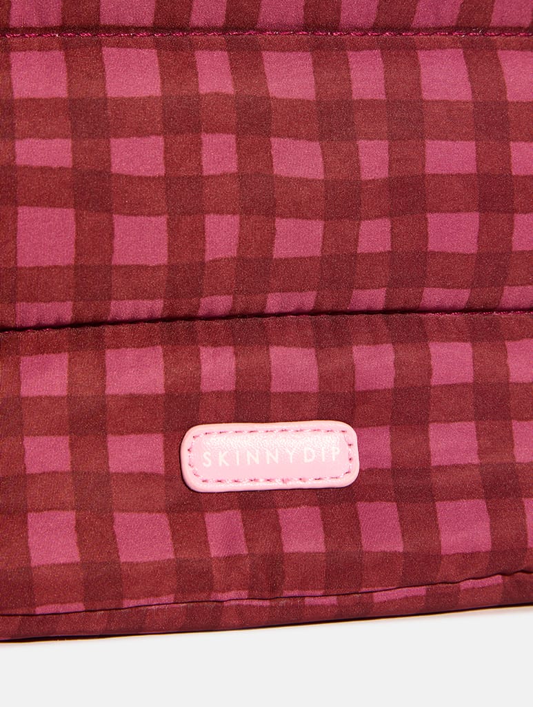 Gingham Pillow Pouch Makeup Bag in Burgundy Makeup Bags & Wash Bags Skinnydip London