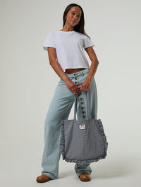 Gingham Ruffle Tote Bag Tote Bags Skinnydip London