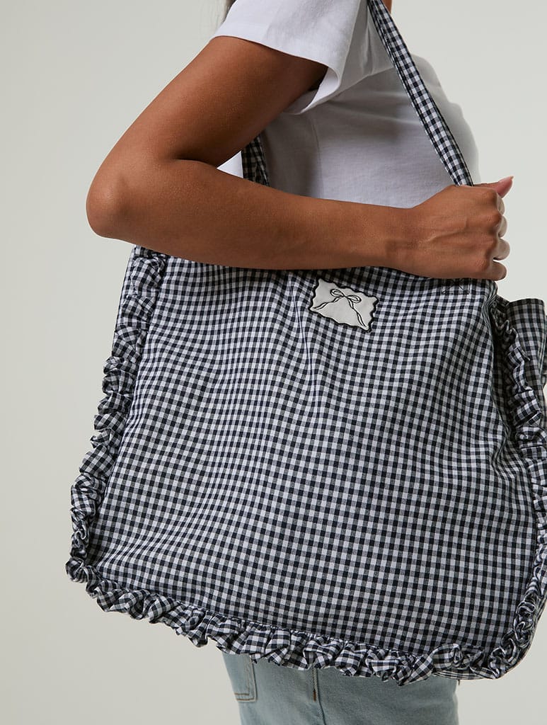 Gingham Ruffle Tote Bag Tote Bags Skinnydip London