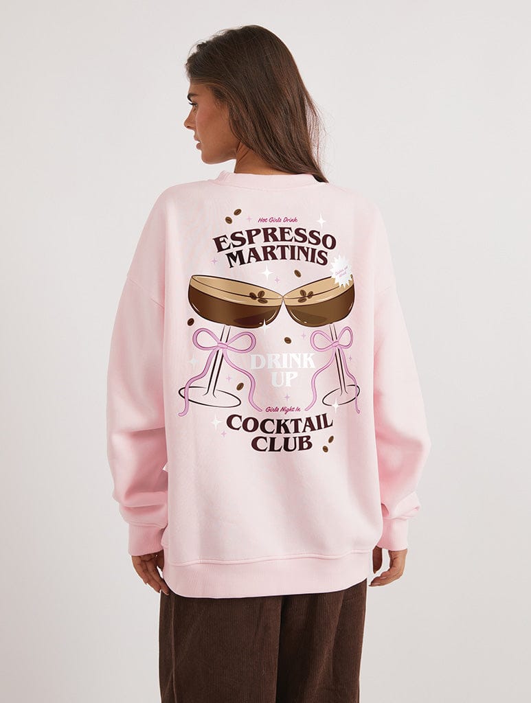 Girls' Night In Espresso Martini Sweatshirt In Pink Hoodies & Sweatshirts Skinnydip London