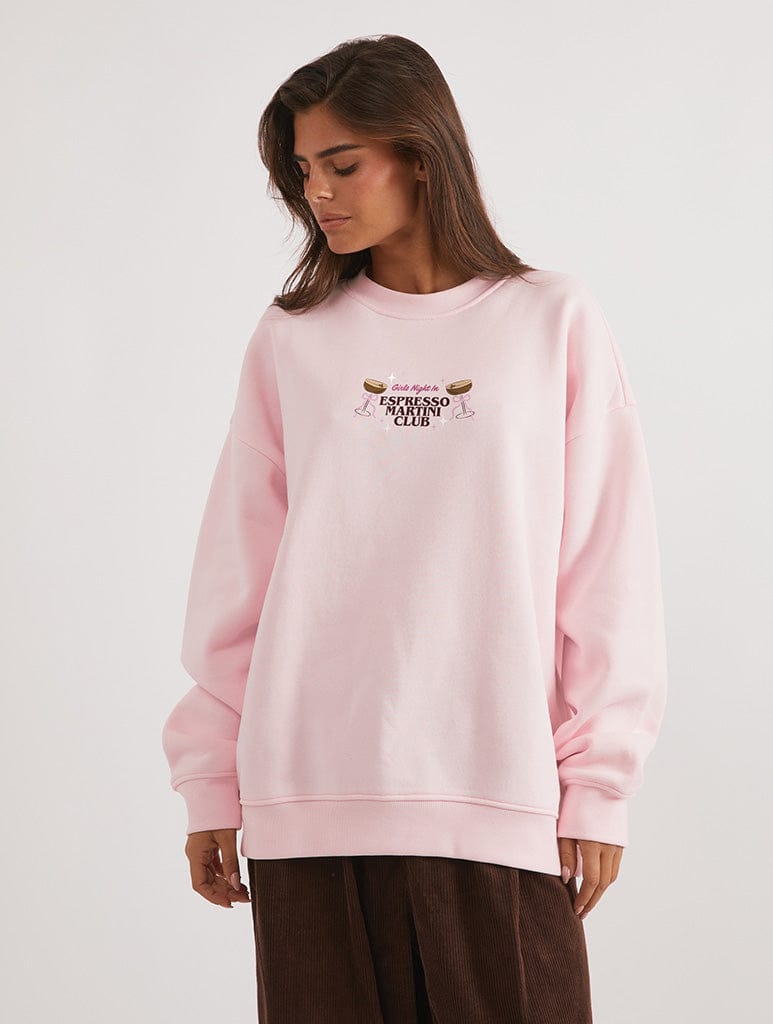 Girls' Night In Espresso Martini Sweatshirt In Pink Hoodies & Sweatshirts Skinnydip London
