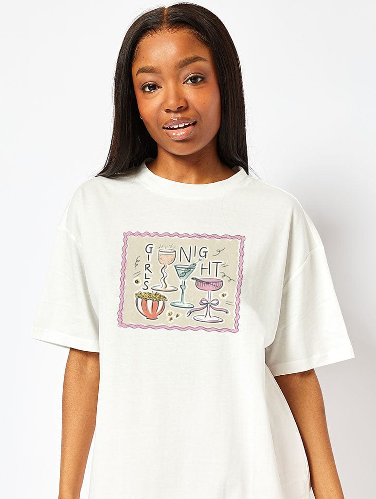 Girls Night T-Shirt in Ecru Tops & T-Shirts Skinnydip London
