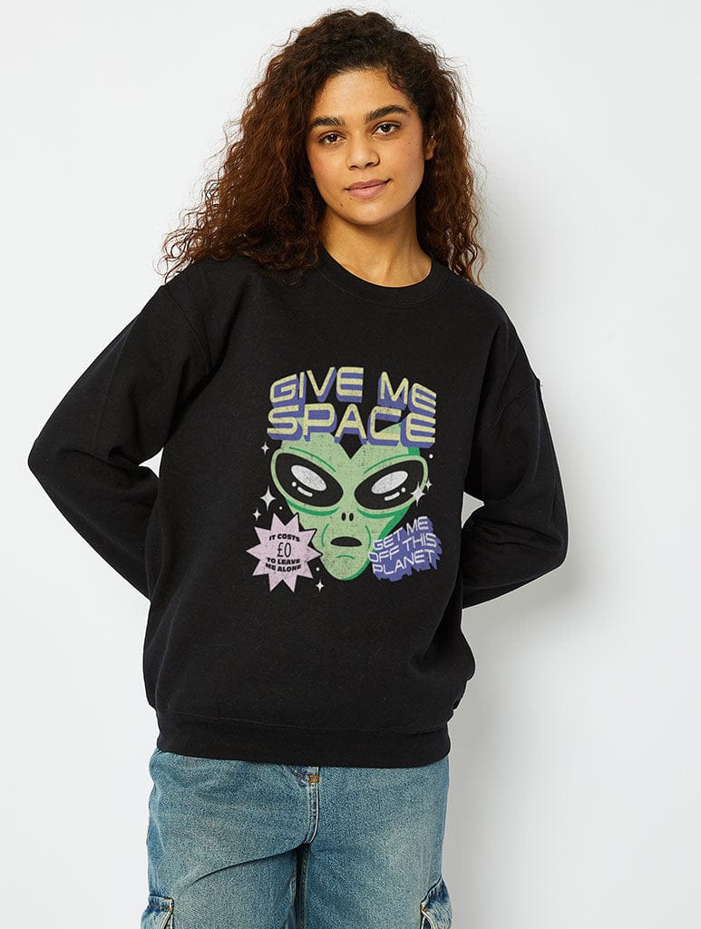 Give Me Space Sweatshirt in Black Hoodies & Sweatshirts Skinnydip London