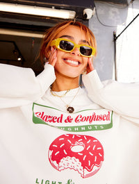 Glazed And Confused Oversized Ecru Sweatshirt Hoodies & Sweatshirts Skinnydip London