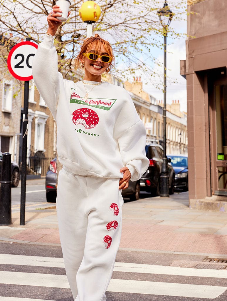 Glazed And Confused Oversized Ecru Sweatshirt Hoodies & Sweatshirts Skinnydip London