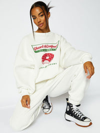 Glazed And Confused Oversized Ecru Sweatshirt Hoodies & Sweatshirts Skinnydip London