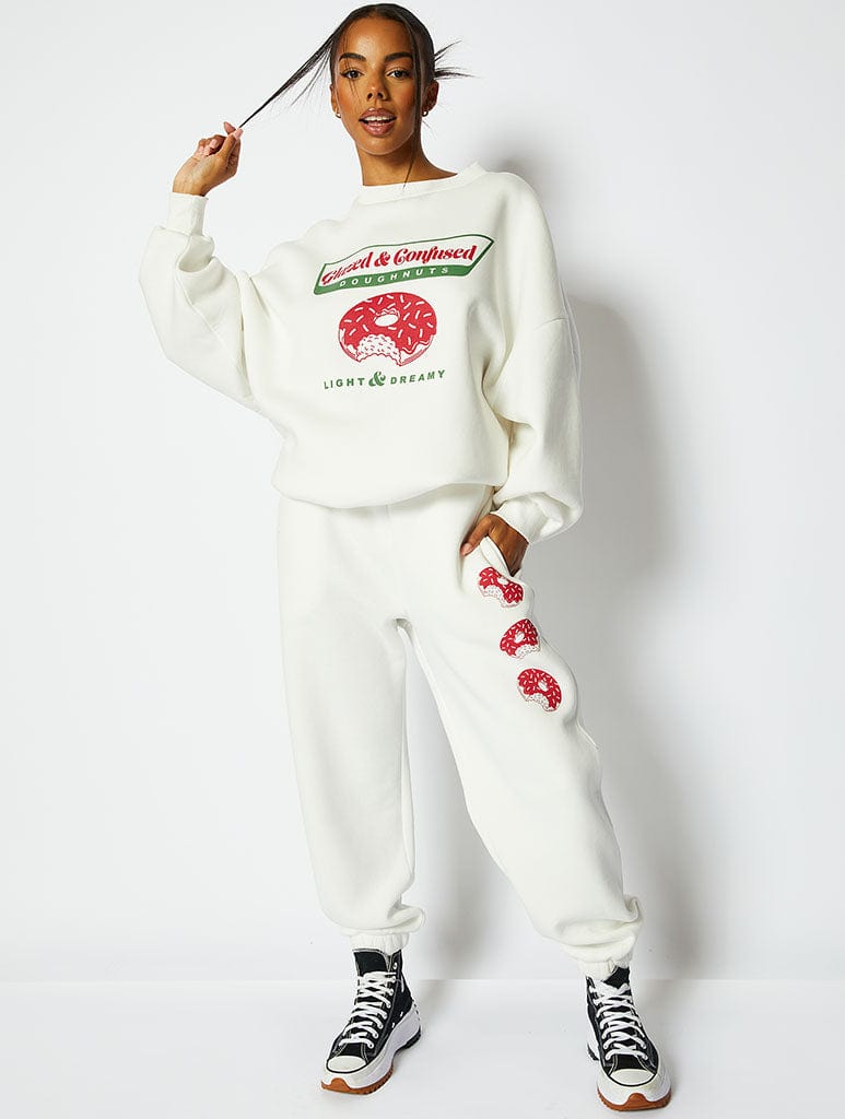 Glazed And Confused Oversized Ecru Sweatshirt Hoodies & Sweatshirts Skinnydip London