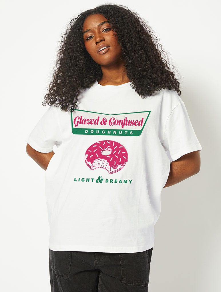 Glazed & Confused T-Shirt in White Tops & T-Shirts Skinnydip London
