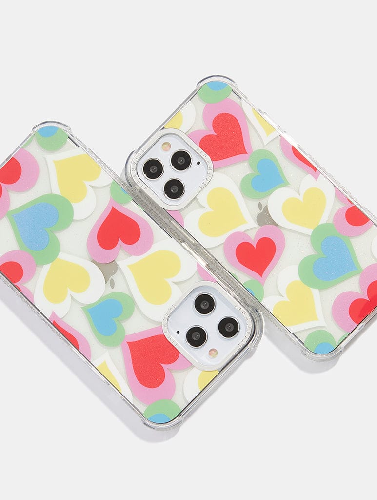 Glitter Multicolour Love Heart Shock iPhone Case Phone Cases Skinnydip London