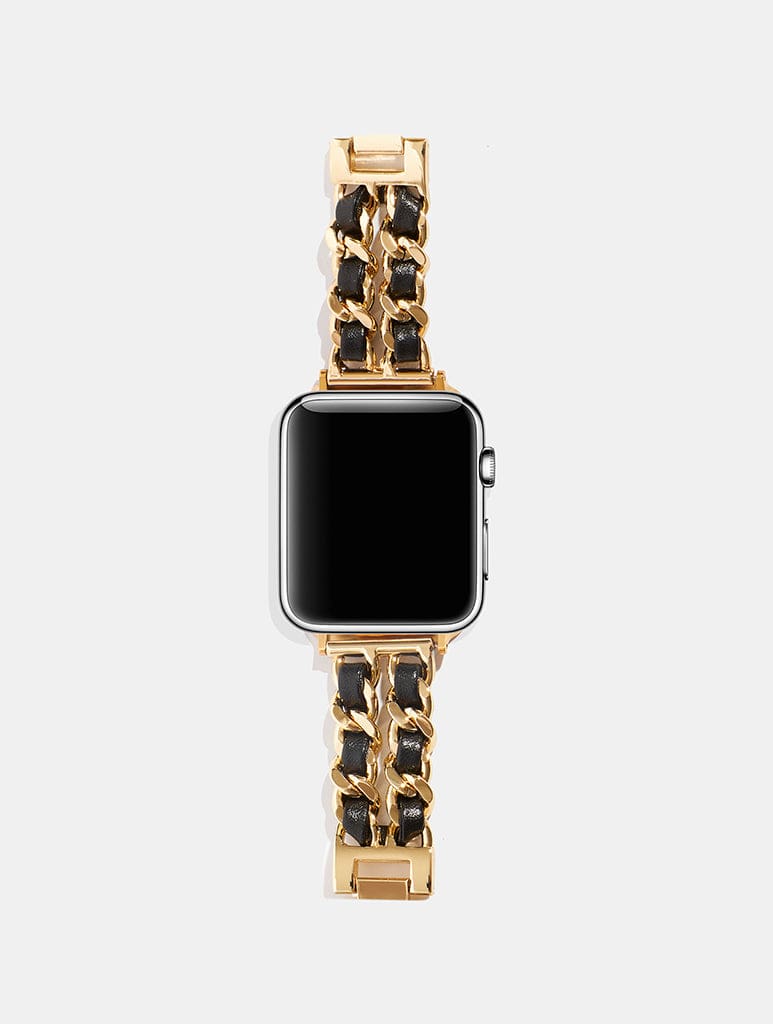Gold/Black Leather Chain Apple Watch Strap Watch Straps Skinnydip London