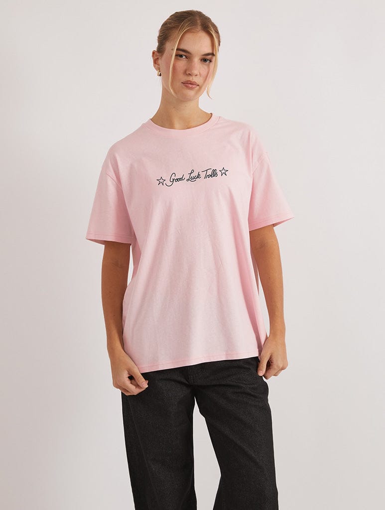 Good Luck Trolls x Skinnydip Have A Good Day T-Shirt In Pink Tops & T-Shirts Skinnydip London