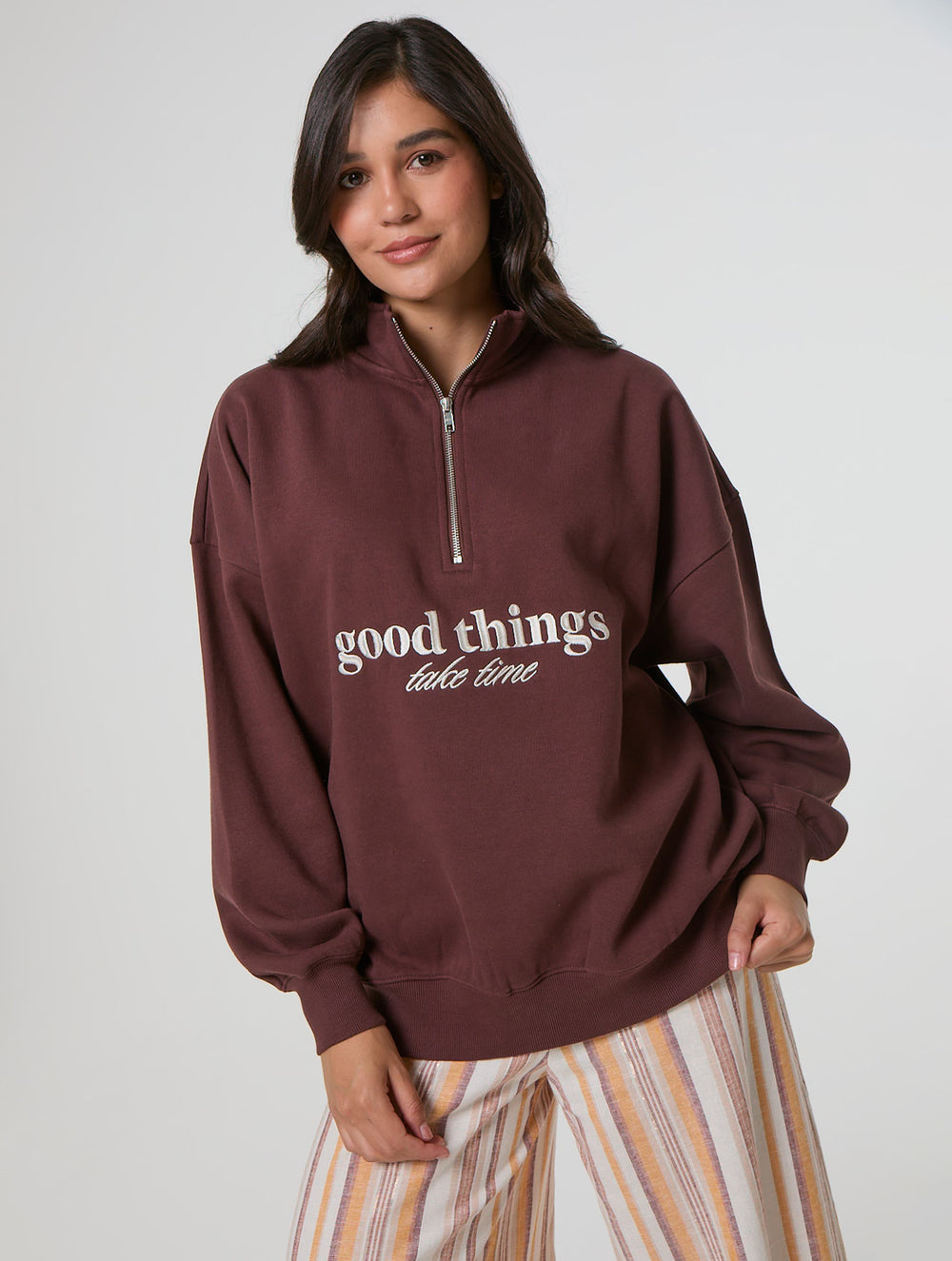Good Things Take Time Quater Zip Sweatshirt Hoodies and Sweatshirts Skinnydip London