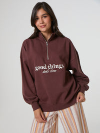 Good Things Take Time Quater Zip Sweatshirt Hoodies and Sweatshirts Skinnydip London