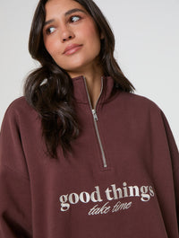 Good Things Take Time Quater Zip Sweatshirt Hoodies and Sweatshirts Skinnydip London
